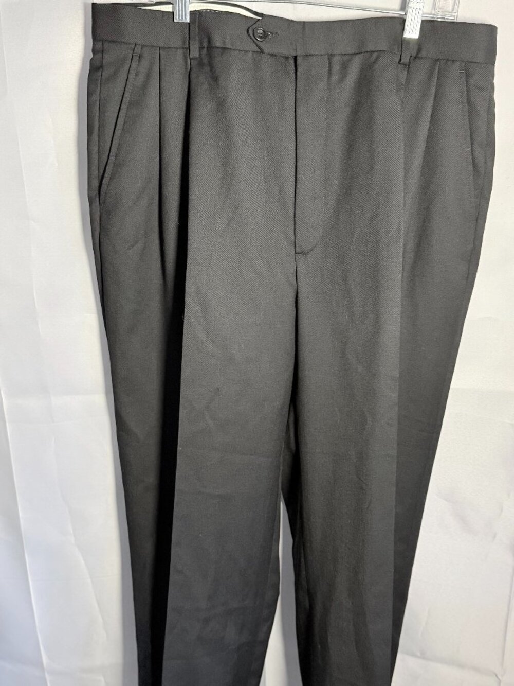 Joseph & Feiss Gold Men’s Dress Pants 42 Regular 100% Wool Black Pleated Cuffed